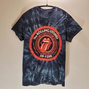 Rolling Stones 2015 Zip Code Tour Red Logo Black Gray Tie Dye - S